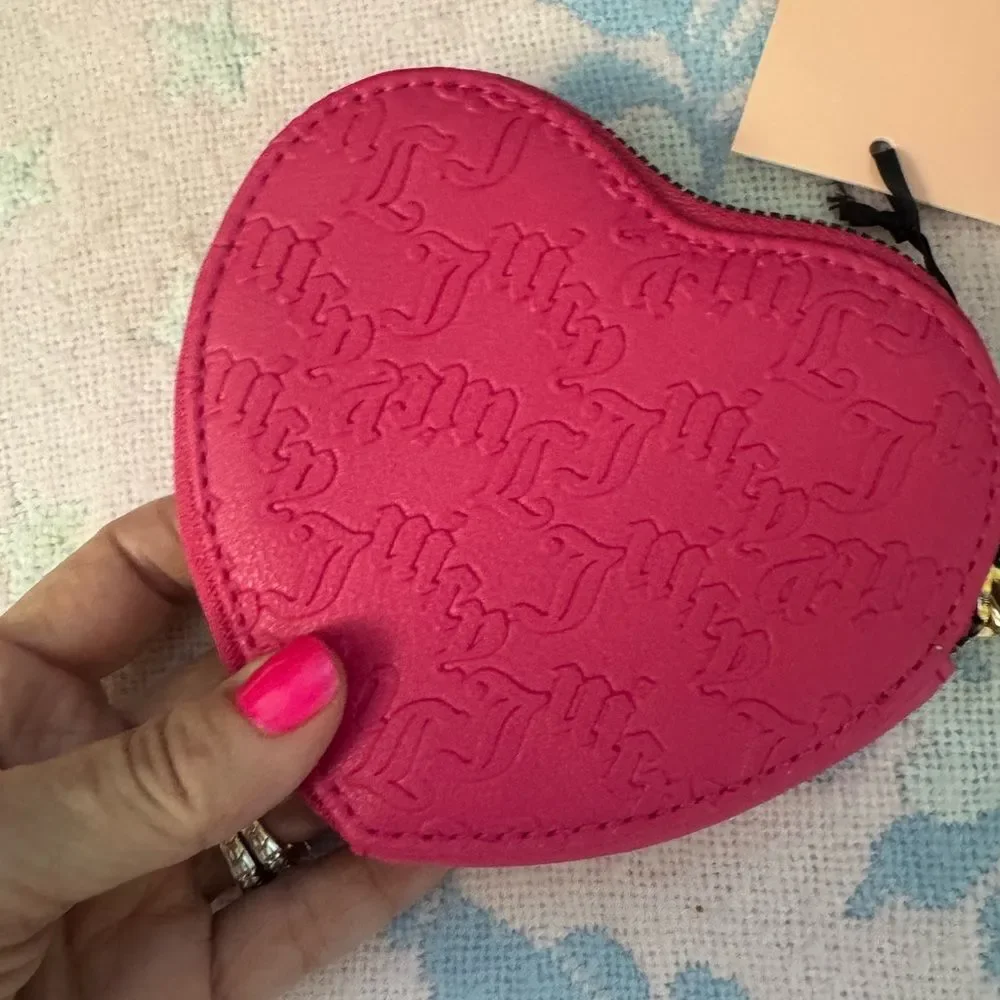 NWT *Juicy Couture* Monogram Fuchsia Heart Coin Pouch